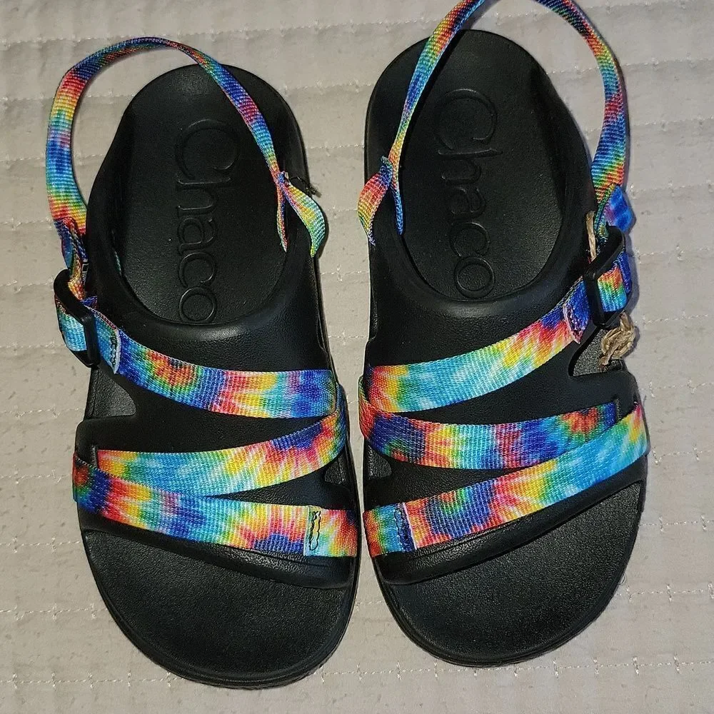 New Chaco Chillos Tie Dye Adjustable Strap Performance Sport Sandals Size Kids 2